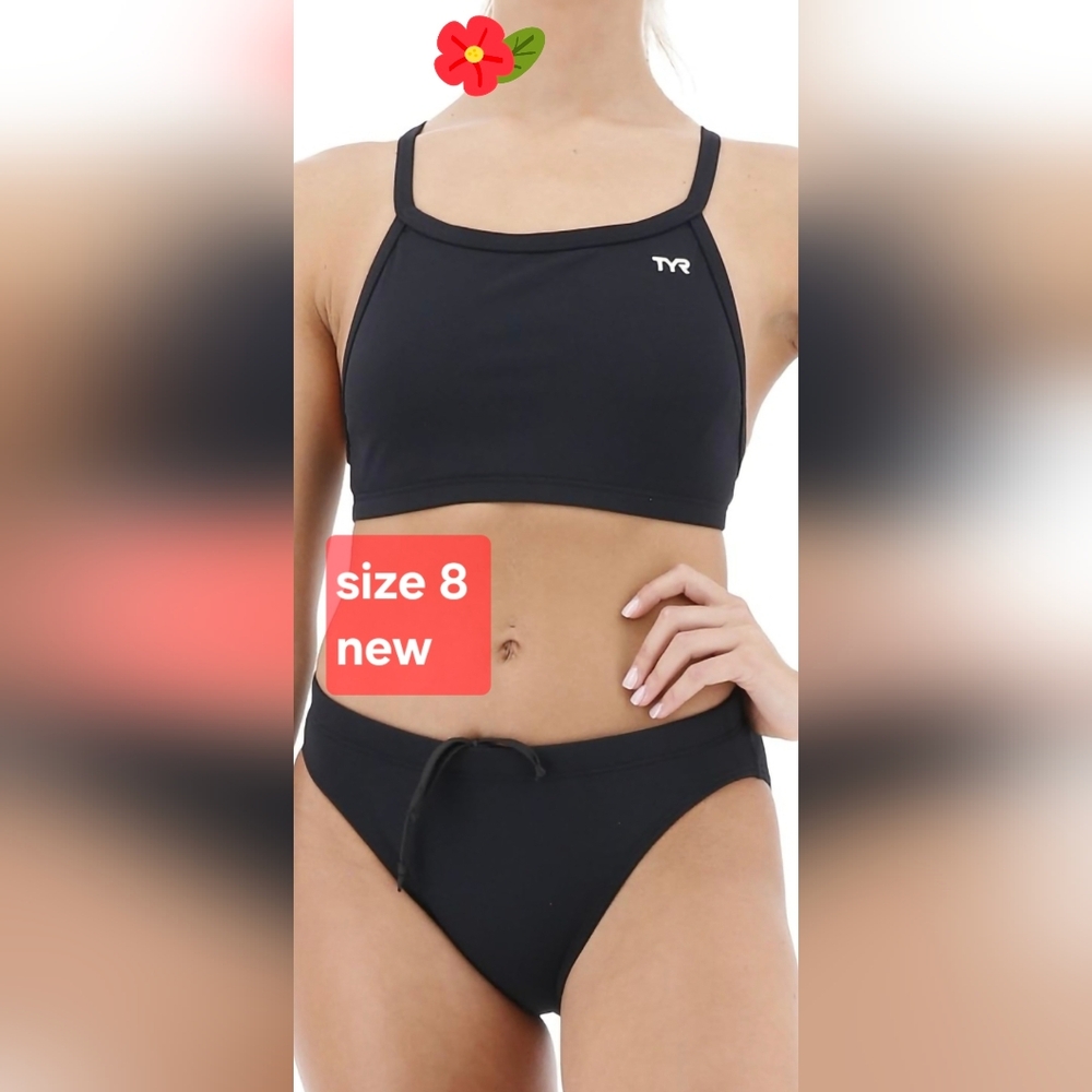 TYR Black Women's Swimwear Strappy Back Size 8 New With Tags!